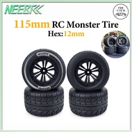 4PCS NEEBRC 115mm RC Car Rubber Tire Wheel Tyre 12mm Hex For 1/10 RC Monster Car Off-road Buggy Truc