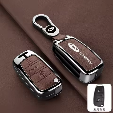 Zinc Alloy Leather Car Key Case for Chery ARRIZO7 E3 E5 A3 A5 Tiggo 2 3 5 3X Fulwin2 Eastar 3 Button