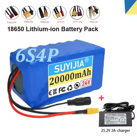 New 24V 20000mAh Battery Pack 6S4P 25.2V Rechargeable Lithium Battery Apply To Ectric Scooter Wheelc