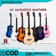 EXPOSE 38 Inch Acoustic Guitar Starter Pack Folk Guitar Packager for Students Beginners