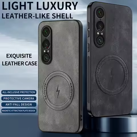 For Sony Xperia 1 VI/1 VII/Xperia 1VII 1VI Case Simple Stylish Magnetic Suction Luxury Leather Skin-