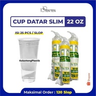 TEN TEN Clear Plastic Cups 18 Oz & 22 Oz Slim @25 pcs / Natural Slim Cups