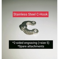 C Hook ENGRAVING for Bird Parrot leg ring band, c-hook customisable Stainless Steel