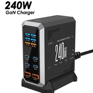 240W GaN Charger Station With LED Display 6 Port Fast Charging Hub PD3.1 PPS Wall Charger for Mobile