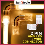 2-Pin 8mm LED L Wire Connector Joint for COB and SMD