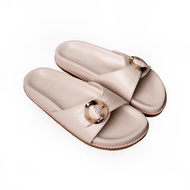 Seira - Ora Sandals รองเท้าแตะ พื้นยาง หนาพิเศษ สายคาด อะไหล่หัวเข็มขัดกลม สีน้ำตาลลายกระ