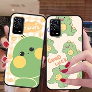 Cute blue and pink dinosaur case for oppo a55 4g / oppo a55 5g
