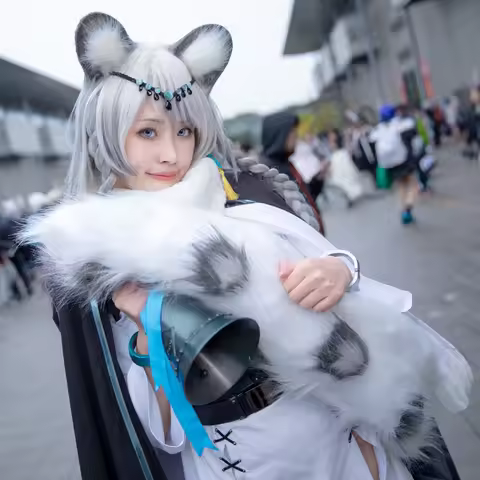 New Hand Made Work Arknights Pramanix SliverAsh Cosplay Prop Leopard Silver Gray Tail Ears For Game 
