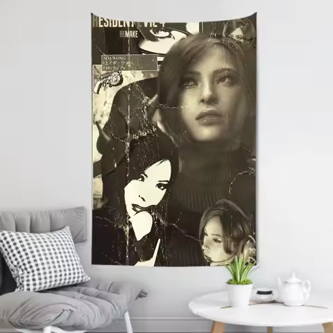 Ada Wong Resident Evil 4 Remake Tapestry Room Decor Wall Cloth Party Hanging Background Room Decor B
