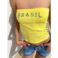 Aesthetic Cute Letter Print Vintage Emo Girl Stretch Tube Top Grunge Streetwear Corset Y2k Dress Got