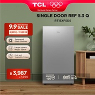 TCL ตู้เย็น 1 ประตู ขนาด 5.3 Q สีเงิน รุ่น RT15XFSDS พร้อมแผงควบคุมอุณหภูมิ ชั้นกระจกนิรภัย ช่องแช่ผ
