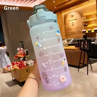 [MALAYSIA READY STOCK] Top Sell 2L 2000ml Water Bottle with Straw 2000ml Drink Bottle Cute Portable 