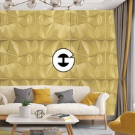 WA Wallpaper Foam 3D Batik Wall Panel Diamond Gold Triangle Stiker