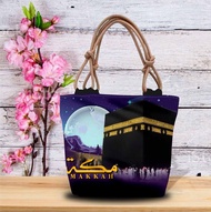tote bag tali sumbu motif Mekkah oleh-oleh haji dan umrah