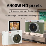 4K digital camera with 180° flip-screen selfie camera, 16x digital zoom CCD, retro compact digital c