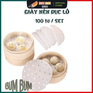 [Bịch 400 tờ] Giấy nến tròn đục lỗ 23 cm dùng cho nồi chiên không dầu - giấy lót hấp bánh bao há cảo