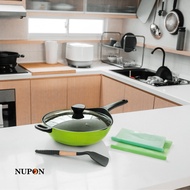 Wok Pan Nupon 32 cm 36 cm Marble Coating Induction Bottom Wok Granite PFLUON Wood PFLUON Wajan Induk