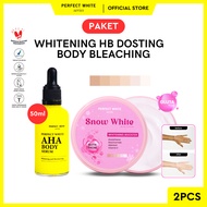 PERFECT WHITE Paket Body Bleaching Pemutih [AHA Body Serum 50 ml + Snow White] | Paket Pemutih Badan | Bleaching Badan | Body Serum