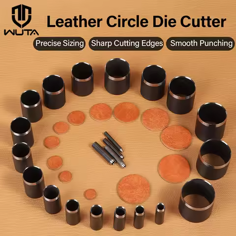 WUTA High-Carbon Steel Round Hollow Punch Die Set Leather Circle Cutter for Vegetable Tanned Leather