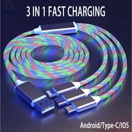 3in1 Led data cable glowing Fast charging 3in1LED 3in1 fast charging Charger cable
