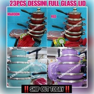 HOT! 23PCS PERIUK DESSINI GRANITE FULL GLASS LID COOKWARE SET WITH GRILL PAN / DESSINI POT + GRILLED