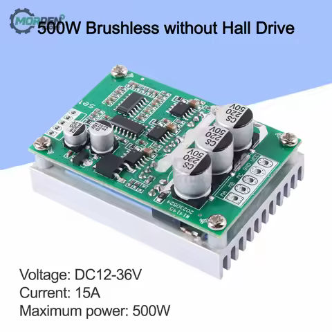 500W 15A DC 12-36V Brushless Hall Free Motor Driver Board High Power Motor Foward Reverse Speed Cont
