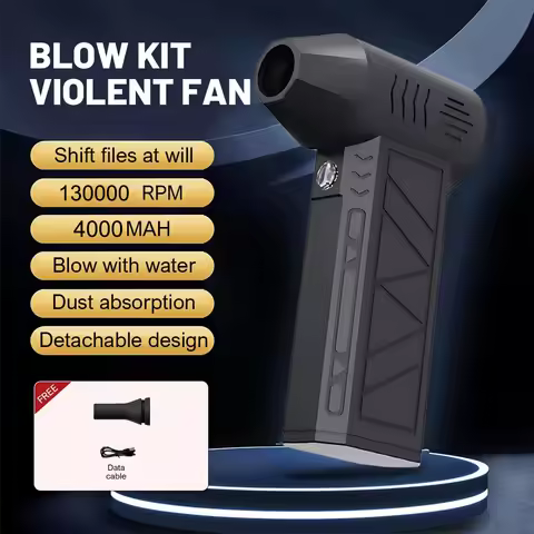 Air Blower With Extra Nozzle Kits 130000RPM Turbo Jet Fan Wind 3-Gear Turbo Electric Blower Multifun