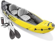 Inflatable Kayak 2 Person, Inflatable Canoe Set with Aluminum Oars and High Output Air Pump Fits Pool, Lake, River
