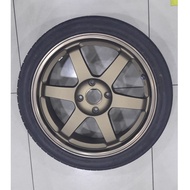 Used sport rim Japan Original TE37 Rays 18x7.5 4H114.3 ET40 Brown + used tyre 225/40R18 Falken (60%)