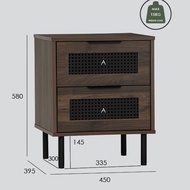 Furniture Direct DALLAS 2 Drawers Bedside Table-Walnut