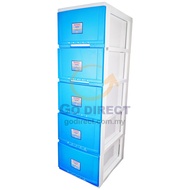 1 X TOYOGO 5T Storage Drawers (607-5) 100L Plastic Cabinet Chest w/Wheels Home Clothes Storage Office Drawer No Odour