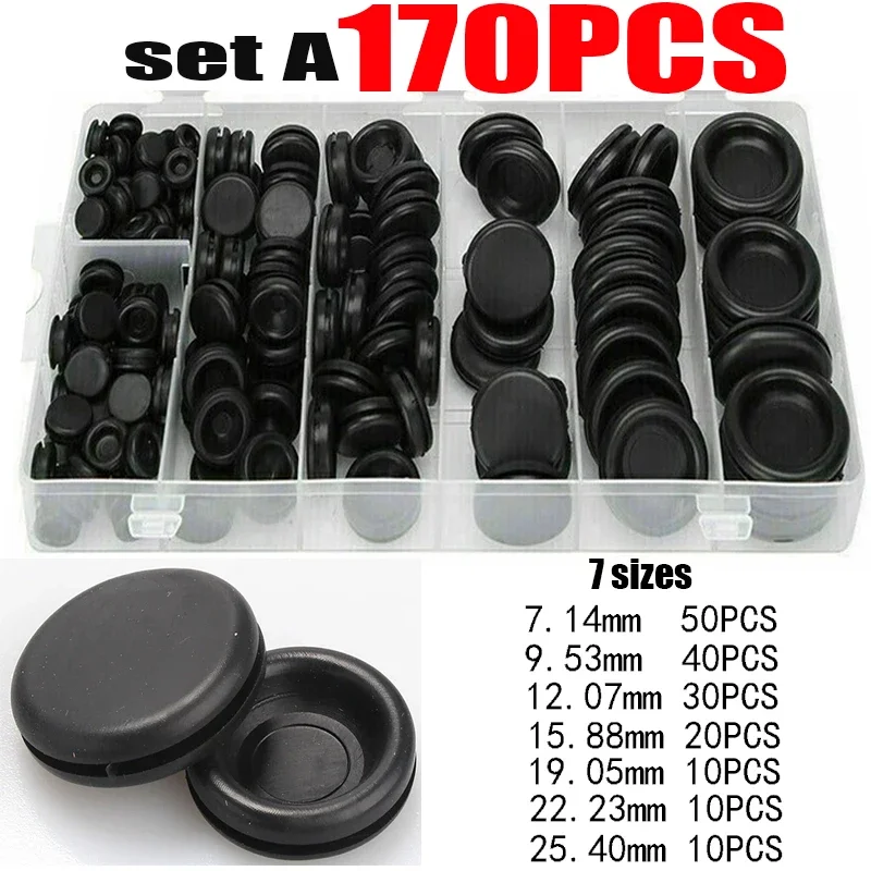 170/200/400pcs Rubber Grommet Assortment Firewall Hole Electrical Wire Grommet Gasket Kit for Wire P
