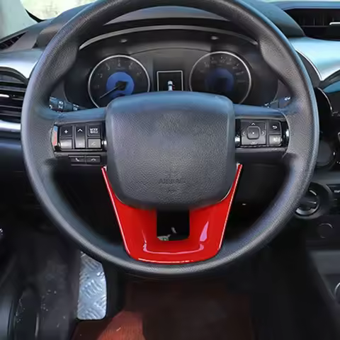 For Toyota Fortuner Hilux Revo 2015-2021 Carbon Fiber Steering Wheel Trim Cover - U-Shape ABS Custom