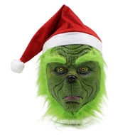 Rascal Green Monster The Grinch Mask With Christmas Hat Cosplay Custume Xmas