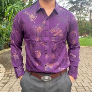 Kemeja Pria Casual Batik China Lengan Panjang Slim Fit Motif Naga Premium / Baju Kemeja Pria Gambar