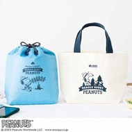 日本 PEANUTS SNOOPY X LOGOS 雜誌附錄 白藍色尼龍布 保溫內袋 手挽袋