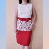 Up To 50%..(CYD-2305) Sleeveless Peeplum Dress - White & Red