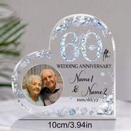 Personalized Acrylic Heart Plaque For 5/10/20/25/30/35/40/45/50/55/60th Wedding Anniversary Gifts, W
