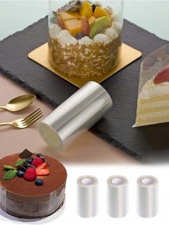1套透明慕斯蛋糕圍邊卷，厚蛋糕邊裝飾圈和卷，PET慕斯蛋糕圍邊，透明蛋糕帶和包裝膠帶DIY烘焙裝飾