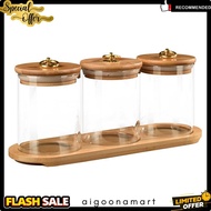 3In1 Diamond Glass Jar With Wooden Tray Snack Tins/Cake Cans/Spice Jars/Candy Jar Mr1 Up To 70%