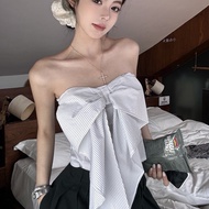 Bow Black Striped Tube Top Women's Slim-fit Hot Girl Sleeveless Halter Top