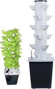Vertical Tower Garden Hydroponics Growing System, 30 Pods Smart Indoor Herb Garden Kit Planter with Hydrating Pump for Fruits and Vegetables, 10L Water Tank