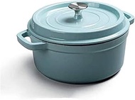 RFSTGYU Enameled Cast-Iron Round Casserole Enamel Blue Non-Stick Pot Enamel Soup Pot Diameter 26Cm Thickened Cast Iron Pig Iron Stew Pot (Color : Blue)