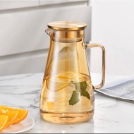 High Heat Resistant Amber Yellow Glass Bottle Set, 2 Liter Glass Bottle + 6 270ML Cups with Box