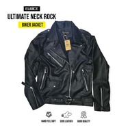 Eunice Men's Ramones Neck Rock Motorcycle Leather Jacket - Black