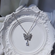 (IDLE Shuhua Necklace) Crystal Butterfly Serenade Collarbone Necklace