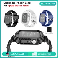 Apple Watch 7 SE 6 5 4 3 2 1 Series Carbon Fiber Anti-Shock Case + Strap For 45mm 44mm 42mm 41mm App