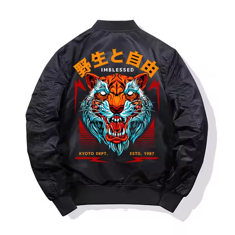 Bomber Jacket Men Ferocious tiger head print Winter thick jacket windproof Coat Pilot Air Force Mili