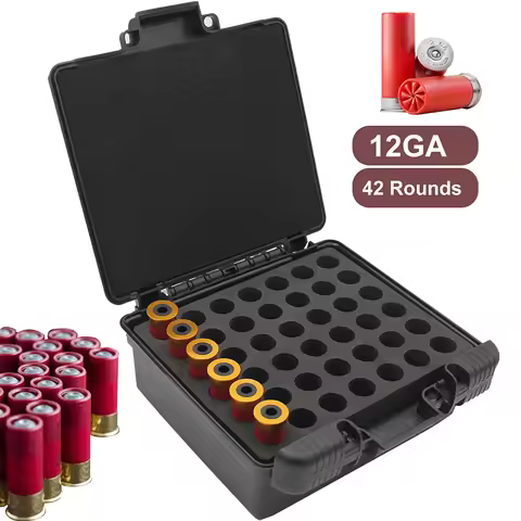 Tactical 12Ga Ammo Box 42 Rounds Bullets Case Pistol Rifle Ammunition Holder Cartridge Storage Box C