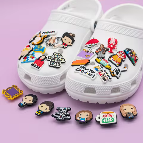 1/28pcs PVC Friends Shoe Charms Chandler Rachel Shoe Decorations for Women Men Girls Sandals Pins Ac